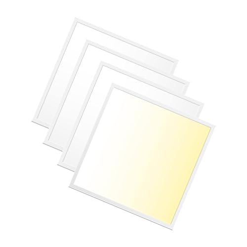 WSU Lights 4x LED Panel, Deckenleuchte, 60x60cm, 4000lm, 3000K, 36W, inkl. Trafo, Rasterleuchten, Einlegeleuchte, Büroleuchten (3000K, 4 Stück) von WSU Lights