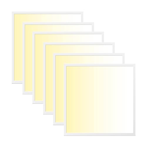 WSU Lights 6x LED Panel, Deckenleuchte, 62x62cm, 4400lm, 3000K, 40W, inkl. Trafo, Rasterleuchten, Einlegeleuchte, Büroleuchten (3000K, 6 Stück) von WSU Lights