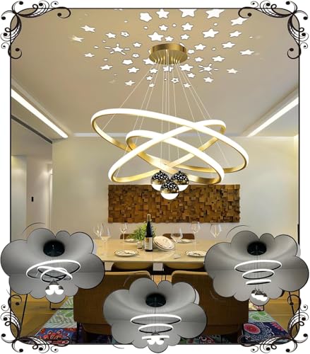 Dimmbar Esstischlampe LED Pendelleuchte Star Projektion Spotlight Gold Kronleuchter Höhenverstellbar 70W Hängeleuchte Moderner Stil Design Hängeleuchte Wohnzimmer Esstisch Küche Lampen von WSXEDC