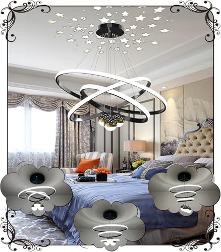 Dimmbar Esstischlampe LED Pendelleuchte Star Projektion Spotlight Schwarz Kronleuchter Höhenverstellbar 70W Hängeleuchte Moderner Stil Design Hängeleuchte Wohnzimmer Esstisch Küche Lampen von WSXEDC