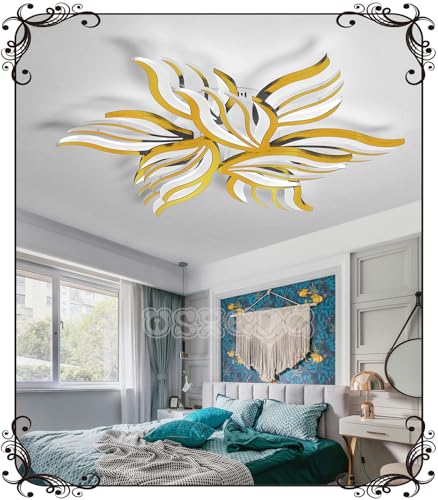 WSXEDC Dimmbar Deckenlampe LED Gold Deckenleuchte 90W Groß Wohnzimmerlampe Kreative Modern Schlafzimmer lampe decke DIY Energiesparlampe für Wohnzimmer jugendzimmer Esszimmer Küche Ø85cm WSXEDC Dimmbar Deckenlampe LED Gold Deckenleuchte 90W Groß Wohnzimmerlampe Kreative Modern Schlafzimmer lampe decke DIY Energiesparlampe für Wohnzimmer jugendzimmer Esszimmer Küche Ø85cm von WSXEDC