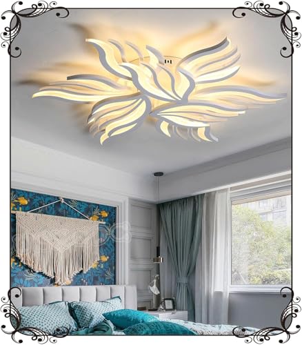 WSXEDC Dimmbar Deckenlampe LED Weiß Deckenleuchte 90W Groß Wohnzimmerlampe Kreative Modern Schlafzimmer lampe decke DIY Energiesparlampe für Wohnzimmer jugendzimmer Esszimmer Küche Ø85cm WSXEDC Dimmbar Deckenlampe LED Weiß Deckenleuchte 90W Groß Wohnzimmerlampe Kreative Modern Schlafzimmer lampe decke DIY Energiesparlampe für Wohnzimmer jugendzimmer Esszimmer Küche Ø85cm von WSXEDC