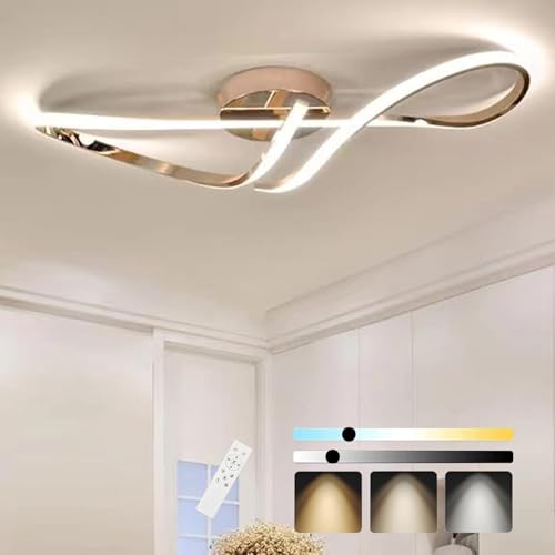 WSXEDC Dimmbar LED Deckenleuchte,Gold Modernes Verchromen Prozess Deckenlampe Mit Fernbedienung für Schlafzimmer Kinderzimmer Wohnzimmer KüChe Esszimmer Arbeitszimmer Innenbeleuchtung 100cm WSXEDC Dimmbar LED Deckenleuchte,Gold Modernes Verchromen Prozess Deckenlampe Mit Fernbedienung für Schlafzimmer Kinderzimmer Wohnzimmer KüChe Esszimmer Arbeitszimmer Innenbeleuchtung 100cm von WSXEDC