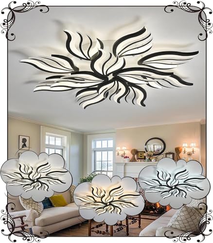 WSXEDC Dimmbar Deckenlampe LED Schwarz Deckenleuchte 115W Groß Wohnzimmerlampe Kreative Modern Schlafzimmer lampe decke DIY Energiesparlampe für Wohnzimmer jugendzimmer Esszimmer Küche Ø105cm von WSXEDC