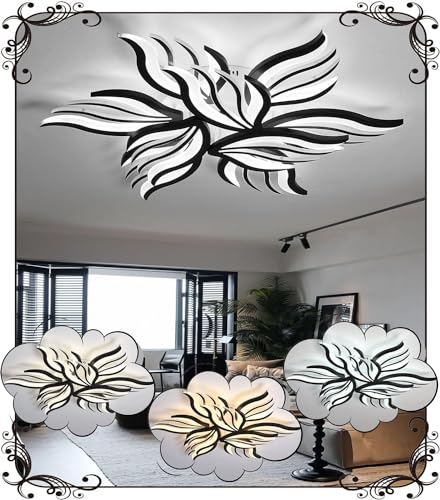 WSXEDC Dimmbar Deckenlampe LED Schwarz Deckenleuchte 90W Groß Wohnzimmerlampe Kreative Modern Schlafzimmer lampe decke DIY Energiesparlampe für Wohnzimmer jugendzimmer Esszimmer Küche Ø85cm von WSXEDC