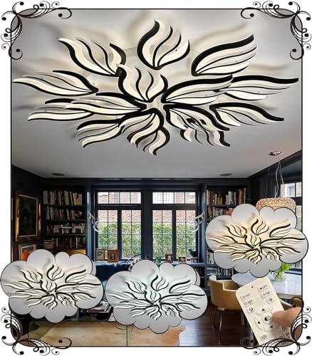 WSXEDC Dimmbar Deckenlampe LED Schwarz Deckenleuchte 145W Groß Wohnzimmerlampe Kreative Modern Schlafzimmer lampe decke DIY Energiesparlampe für Wohnzimmer jugendzimmer Esszimmer Küche Ø115cm von WSXEDC