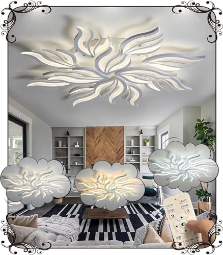 WSXEDC Dimmbar Deckenlampe LED Weiß Deckenleuchte 115W Groß Wohnzimmerlampe Kreative Modern Schlafzimmer lampe decke DIY Energiesparlampe für Wohnzimmer jugendzimmer Esszimmer Küche Ø105cm von WSXEDC