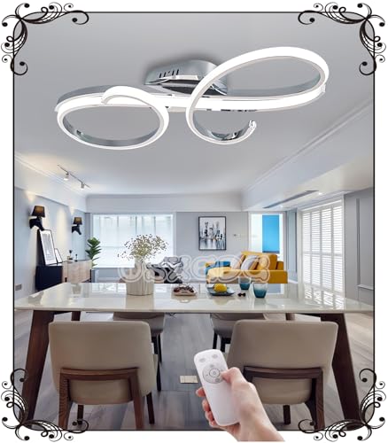 WSXEDC L60cm Deckenlampe LED Chrom - Deckenleuchte 50W Dimmbare 3000K-6000K Modern Wohnzimmerlampe Designer Beleuchtung Energiespar Deckenleuchte für Wohnzimmer Schlafzimmer Esszimmer Küche (Chrom) von WSXEDC