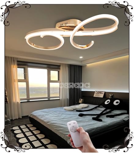 WSXEDC L60cm Deckenlampe LED Chrom - Deckenleuchte 50W Dimmbare 3000K-6000K Modern Wohnzimmerlampe Designer Beleuchtung Energiespar Deckenleuchte für Wohnzimmer Schlafzimmer Esszimmer Küche (Gold) von WSXEDC
