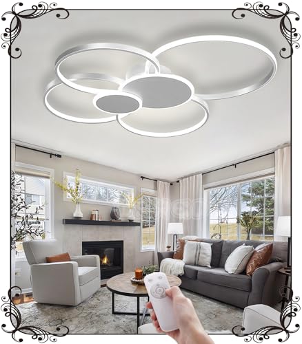 WSXEDC L80cm Dimmbare LED Deckenlampe Kreative 6-Ring Weiß Wohnzimmerlampe 75W Moderne Led Deckenleuchte Designer-Beleuchtung Schlafzimmer Amazon lampen Büro Küche Deckenbeleuchtung von WSXEDC