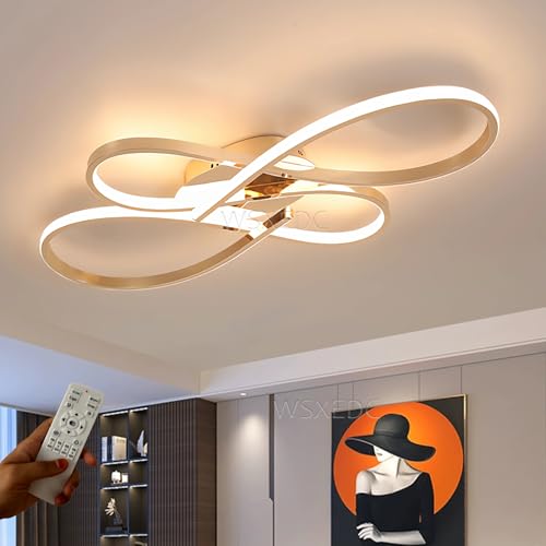 WSXEDC LED-Deckenbeleuchtung Moderne kreative 4 ring Deckenleuchten vergoldet für Wohnzimmer Dimmbar mit Fernbedienung Augenpflege Deckenleuchte für Wohnzimmer Schlafzimmer Esszimmer L80cm 60W WSXEDC LED-Deckenbeleuchtung Moderne kreative 4 ring Deckenleuchten vergoldet für Wohnzimmer Dimmbar mit Fernbedienung Augenpflege Deckenleuchte für Wohnzimmer Schlafzimmer Esszimmer L80cm 60W von WSXEDC