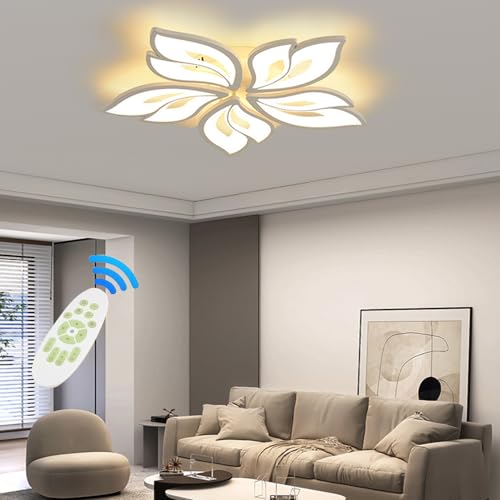 WSXEDC LED Deckenleuchte, 40W Dimmbare Deckenleuchten mit Fernbedienung, Moderne Kronleuchter Deckenleuchte für Wohnzimmer Küche Schlafzimmer Esszimmer von WSXEDC