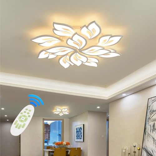 WSXEDC LED Deckenleuchte, 80W Dimmbare Deckenleuchten mit Fernbedienung, Moderne Kronleuchter Deckenleuchte für Wohnzimmer Küche Schlafzimmer Esszimmer von WSXEDC