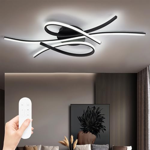 WSXEDC LED Schlafzimmer Deckenleuchten, Modernes Wohnzimmer Dimmbare Deckenleuchte mit Fernbedienung Kreative Esszimmer Pendel Deckenleuchte (Black) von WSXEDC