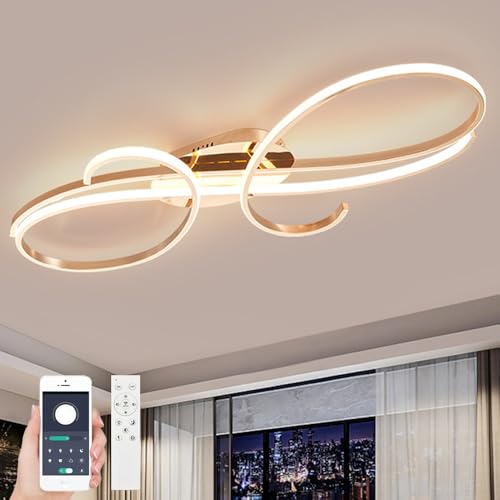 WSXEDC Moderne LED Deckenleuchten, Kreative Dimmbare Deckenleuchte Mit Fernbedienung FüR Wohnzimmer Schlafzimmer Esszimmer Flure Gold 80cm WSXEDC Moderne LED Deckenleuchten, Kreative Dimmbare Deckenleuchte Mit Fernbedienung FüR Wohnzimmer Schlafzimmer Esszimmer Flure Gold 80cm von WSXEDC