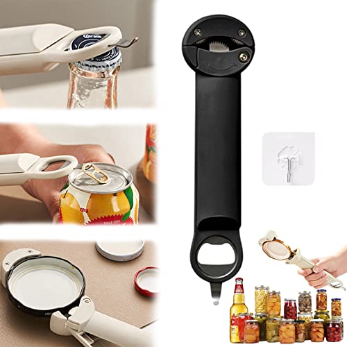 Multifunctional Retractable Bottle Opener - Adjustable Multifunctional Can Opener Jar Lid Gripper - Magnetic Jar Opener for Weak Hands, Senior Arthritis (Black) von WSXXY