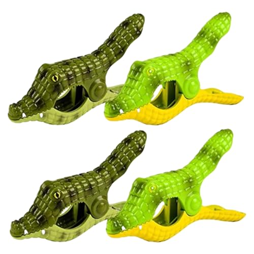 4pcs Beach Handtuchklammern Cartoon Crocodile Beach Stuhl Clips 5.2x1.1 x 3 Zoll Handtuch für Stühle Bauchmuskeln für Hänge im Freien für Stühle von WSYJWEX