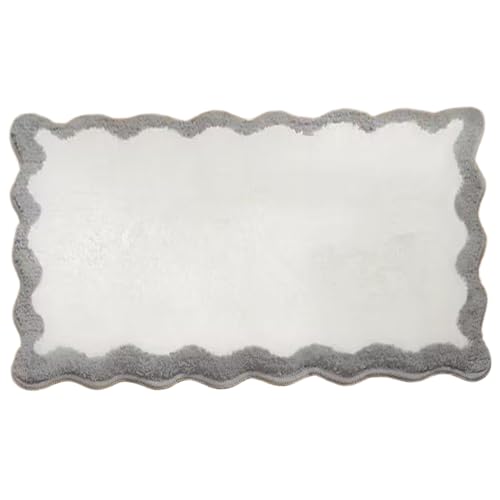 Badezimmerteppich 20x32 '' Imitation Woll mit einer Badematte mit einem Rutsch-Rückenverschleiß und tränenfantierenden Jakobsmuschelteppich mit Schlosskante für Badezimmer, Wohnzimmer und Schlafzimme von WSYJWEX