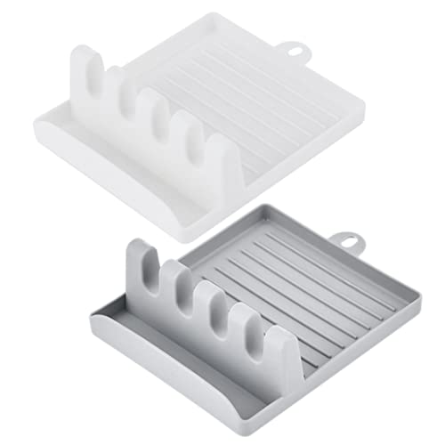 Küchenutensilien Ruhe Plastik Utensilienlöffel Halter Multifunktionales Küchenzubehör 2pcs Spatel Löffel Rack von WSYJWEX