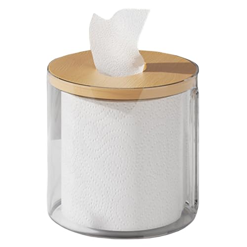 Rundgewebehalter, 5x5 Clear Tissue Box Halter mit Bambusabdeckungen, Arbeitsplatte Gesichtsbehörde für Badezimmer Schlafzimmer Esstisch Büro Küche Klarer Schachtel Rundgewebehalter, 5x5 Clear Tissue Box Halter mit Bambusabdeckungen, Arbeitsplatte Gesichtsbehörde für Badezimmer Schlafzimmer Esstisch Büro Küche Klarer Schachtel von WSYJWEX