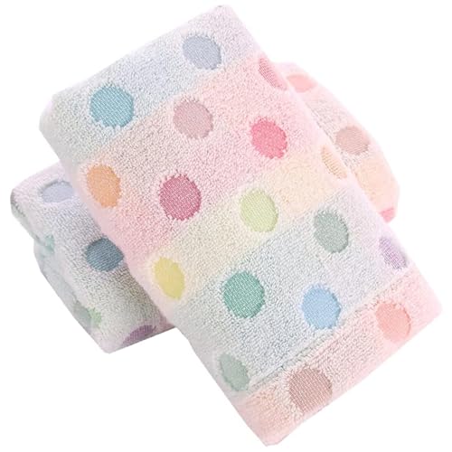 WSYJWEX 2pcs Handtücher, 14x30 Ultra weiche Baumwolle farbenfrohe Tupfen Badetücher, saugfähiger waschbarer Mehrzweck Süßes Hand für Badezimmer, Küche, Spa und Badezimmer im Fitnessstudio von WSYJWEX