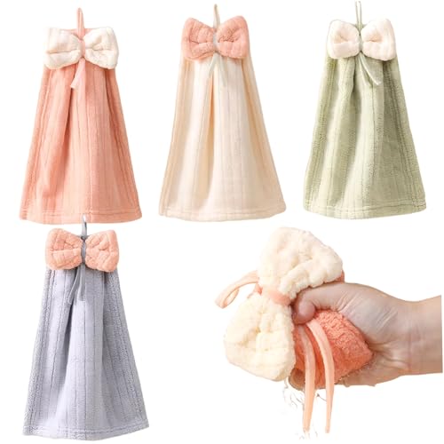 WSYJWEX 4pcs Bug Handtücher 10x14 Zoll verdickte Küchentücher mit hängenden Schleife Wasserabsorption weiche Süße für Küchenbadezimmer Schlafzimmer Vorräte Süß von WSYJWEX