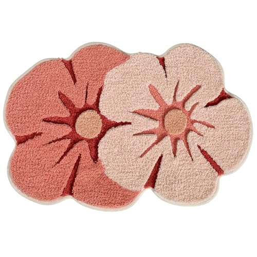 WSYJWEX Blumenteppich absorbierend ＆ Schnell trocknend blumförmige Teppich 18x28 Zoll Nicht -Schlupfmatten Mattenmaschine Waschbare süße Badematte für Badezimmer Eingang Schlafzimmer Küchenblume von WSYJWEX