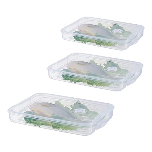 WSYJWEX Kühlschrank Lebensmittelhalter Dumpling Storage Box Case Food Organizer Tablett Einschichtstapel mit Plastikkunststoff transparent 3pcs stapelbarer Organizer von WSYJWEX