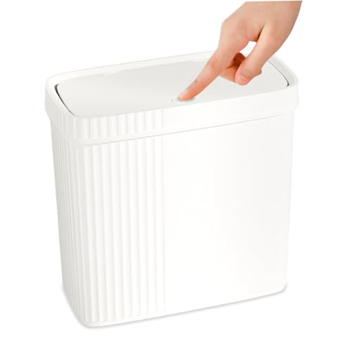 WSYJWEX Mülleimer mit Presslid 11x5x11in Schlanker Mülleimer Dose versiegelter PP Müll breite Mund wasserdichte minimalistische weiße Staubbehälter für Schlafzimmer Küche Wohnzimmer Slim Slim WSYJWEX Mülleimer mit Presslid 11x5x11in Schlanker Mülleimer Dose versiegelter PP Müll breite Mund wasserdichte minimalistische weiße Staubbehälter für Schlafzimmer Küche Wohnzimmer Slim Slim von WSYJWEX