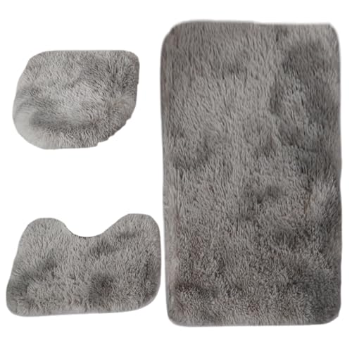 WSYJWEX Toilettenabdeckung und Teppich-Set (3PCS) Flauschige Badezimmerteppichset umfasst Deckelabdeckung, U-förmige und Türmatte Nicht rutschende dekorative Toilettendeckel für Zuhause, Hotel von WSYJWEX