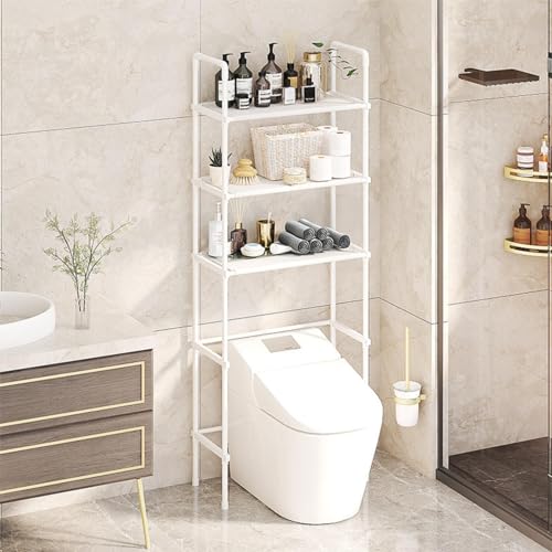 Waschmaschinenregal Toilettenregal Badezimmerregal Bad WC Stand Regal mit 3 Ablagen in schwarz platzsparend, leicht zu montieren,White von WSYKC