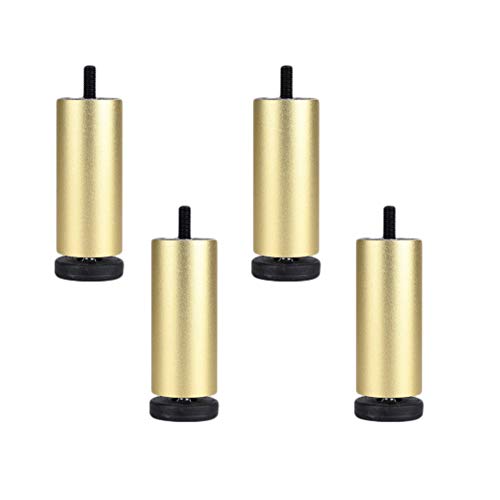 4 Stück Aluminiumlegierung, Sofafüße, Möbelfüße, Höhenversteller, Schrankersatzbeine, Schrankstützbeine, Möbelbein mit Gewinde – M8-Gewinde (gold/schwarz/silber) (goldfarben, 18 cm) von WSZGR