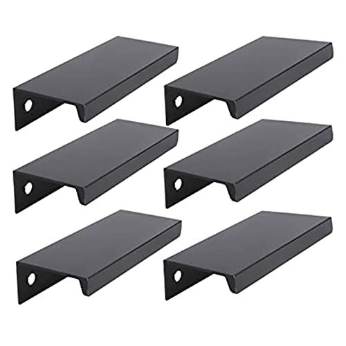 Schrankgriffe Versteckte, Schubladengriffe, Versteckte Schrankgriffe, Möbelgriffe Versteckt Alu, Unsichtbare Griffe für Küchenschränke, Kleiderschrank, Schublade (Schwarz)(Color:6pcs,Size:160mm) von WSZGR