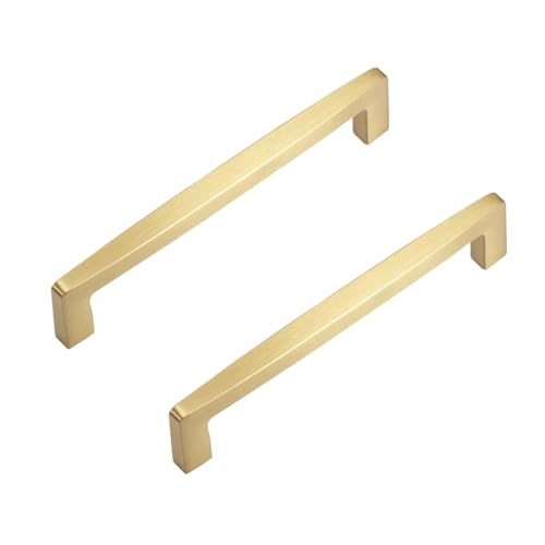 WSZGRJDM 2 Stück 96/128/192mm Möbelgriffe, Messing Schubladen Griffe für Küchenschränke Gold Schrankgriffe Schubladengriffe Türgriffe für Küchenschränke von WSZGRJDM