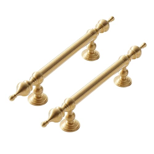WSZGRJDM 2 Stück Gold Möbelgriff, 96/128/192mm Messing Schubladengriffe Stangengriff Schlafzimmer Schranktür Küchenschrank Bogen Bügelgriff von WSZGRJDM