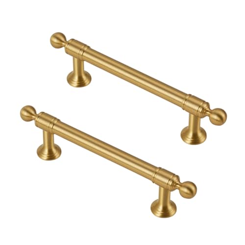 WSZGRJDM 2 Stück Gold Möbelgriff, 96/128/192mm Messing Schubladengriffe Stangengriff Schlafzimmer Schranktür Küchenschrank Bogen Bügelgriff von WSZGRJDM