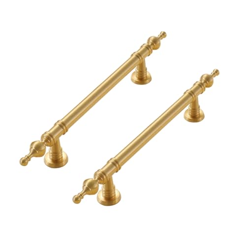 WSZGRJDM 2 Stück Gold Möbelgriff, 96/128/192mm Messing Schubladengriffe Stangengriff Schlafzimmer Schranktür Küchenschrank Bogen Bügelgriff von WSZGRJDM