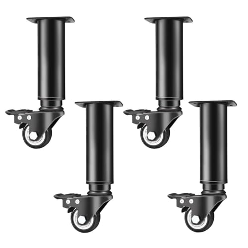 WSZGRJDM 4 Stück Möbelfüße Verstellbar mit Rolle, Möbelfuß Höhenverstellbar Metall DIY Füße Bettfüße für Sofa, Nachttisch, Schrank,einsetzbar für Verschiedene Möbeltypen von WSZGRJDM