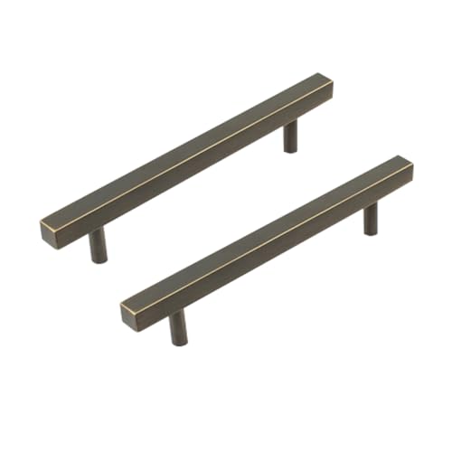 WSZGRJDM Messing Square Schubladengriffe, 96/128/192mm Möbelgriffe Schrankgriffe Küchenschrank-Hardware, poliertes Messing-Finish, 2 Stück von WSZGRJDM
