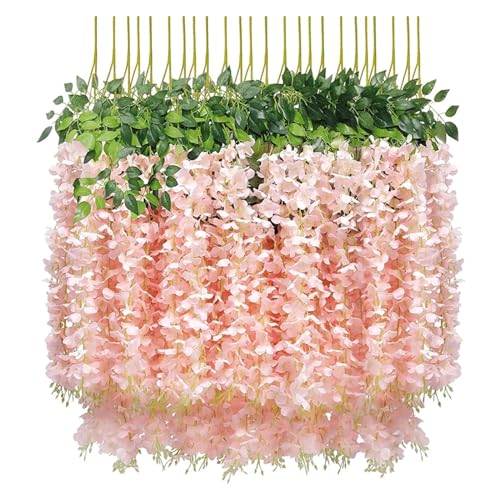 Artificial Garland 12 stücke Künstliche Glyzinien Blumen Hängen Girlande Hochzeit Liefert Blume(Lpink) von WTAXBH