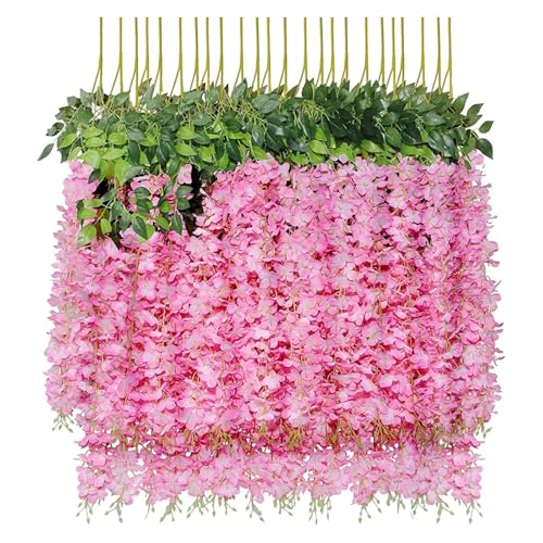 Artificial Garland 12 stücke Künstliche Glyzinien Blumen Hängen Girlande Hochzeit Liefert Blume(Pink) von WTAXBH