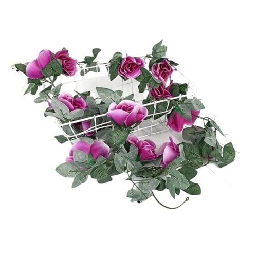 Artificial Garland 3 STK 2M Gefälschte Rose Girlande Künstliche Seide Blume Reben Hängen Floral Garland Hochzeit Blumen String Party Garten Decor(3pcs 16 Heads Purple) von WTAXBH