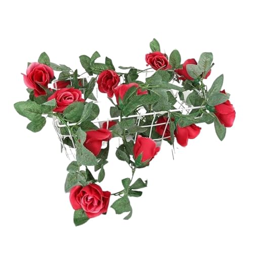Artificial Garland 3 STK 2M Gefälschte Rose Girlande Künstliche Seide Blume Reben Hängen Floral Garland Hochzeit Blumen String Party Garten Decor(3pcs 16 Heads Rose) von WTAXBH