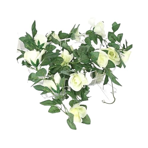Artificial Garland 3 STK 2M Gefälschte Rose Girlande Künstliche Seide Blume Reben Hängen Floral Garland Hochzeit Blumen String Party Garten Decor(3pcs 16 Heads White) von WTAXBH