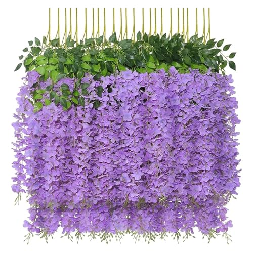 Artificial Garland 36 Packungen Glyzinien, künstliche Blumen for Zuhause, Hochzeitsdekoration, hängende, Girlande, Efeu, Reben(Light Purple) von WTAXBH