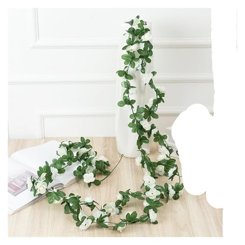 Artificial Garland 5 STK 2M Lila Rose Blumengirlande Pflanzen Künstliche Gefälschte Reben Blumen Hängen Efeu(5pcs White) von WTAXBH
