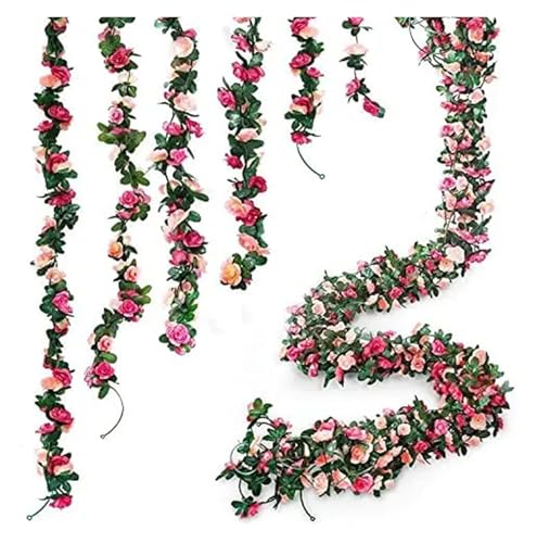 Artificial Garland 5 STK 2M Lila Rose Blumengirlande Pflanzen Künstliche Gefälschte Reben Blumen Hängen Efeu(5pcs pink) von WTAXBH
