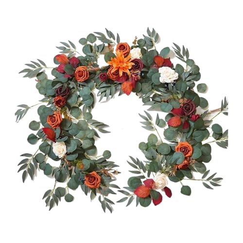 Artificial Garland Künstliche Blumengirlanden for Tischläufer, Tischdekoration for Liebste, als Hintergrund for Hochzeitsdekoration(Burnt Orange) von WTAXBH