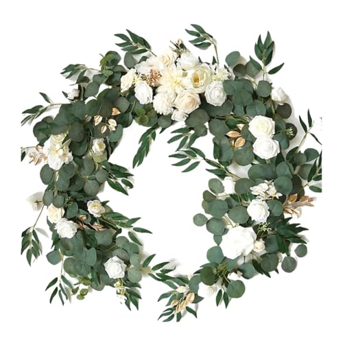 Artificial Garland Künstliche Blumengirlanden for Tischläufer, Tischdekoration for Liebste, als Hintergrund for Hochzeitsdekoration(Creamy White) von WTAXBH