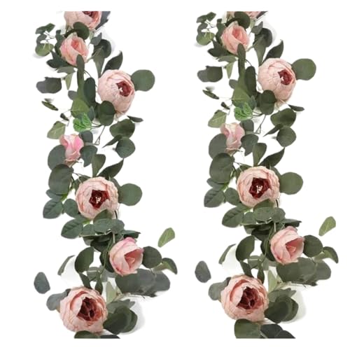 Artificial Garland Künstliche Pfingstrose Blumen Girlande Floral Greenery Reben for Hochzeit Arch Tisch Wand Hintergrund Party Home Decor(Pink) von WTAXBH